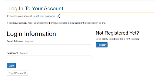 Step 1: Reset password button
